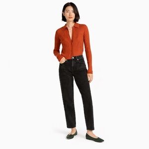 J Crew 28x26 Peggy High-rise tapered jean 0113 washed black cropped